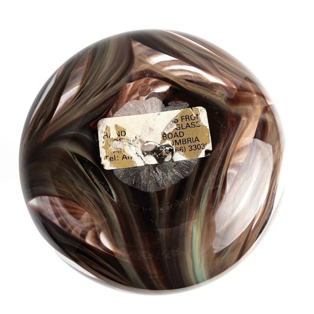 Vintage Adrian Sankey Art Glass Vase Brown Swirl Hand Blown England
